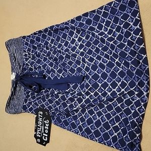 Ann Taylor Loft Strapless Dress Large New Blue White Mini